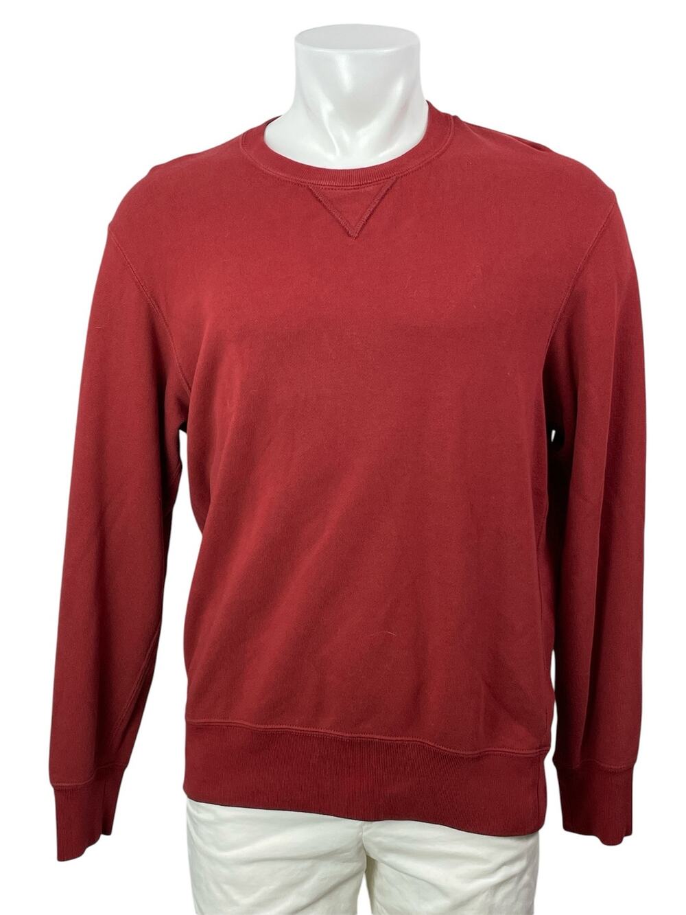 Uniqlo Men's Red Crew Neck Long Sleeve Knit Cozy Sweatshirt Sweater Top Size L